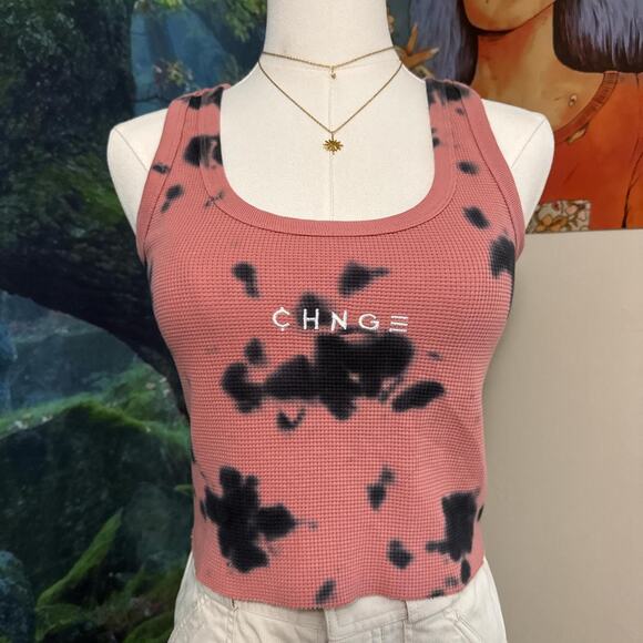 chnge pink black tie dye ribbed tank top - Picture 1 of 4